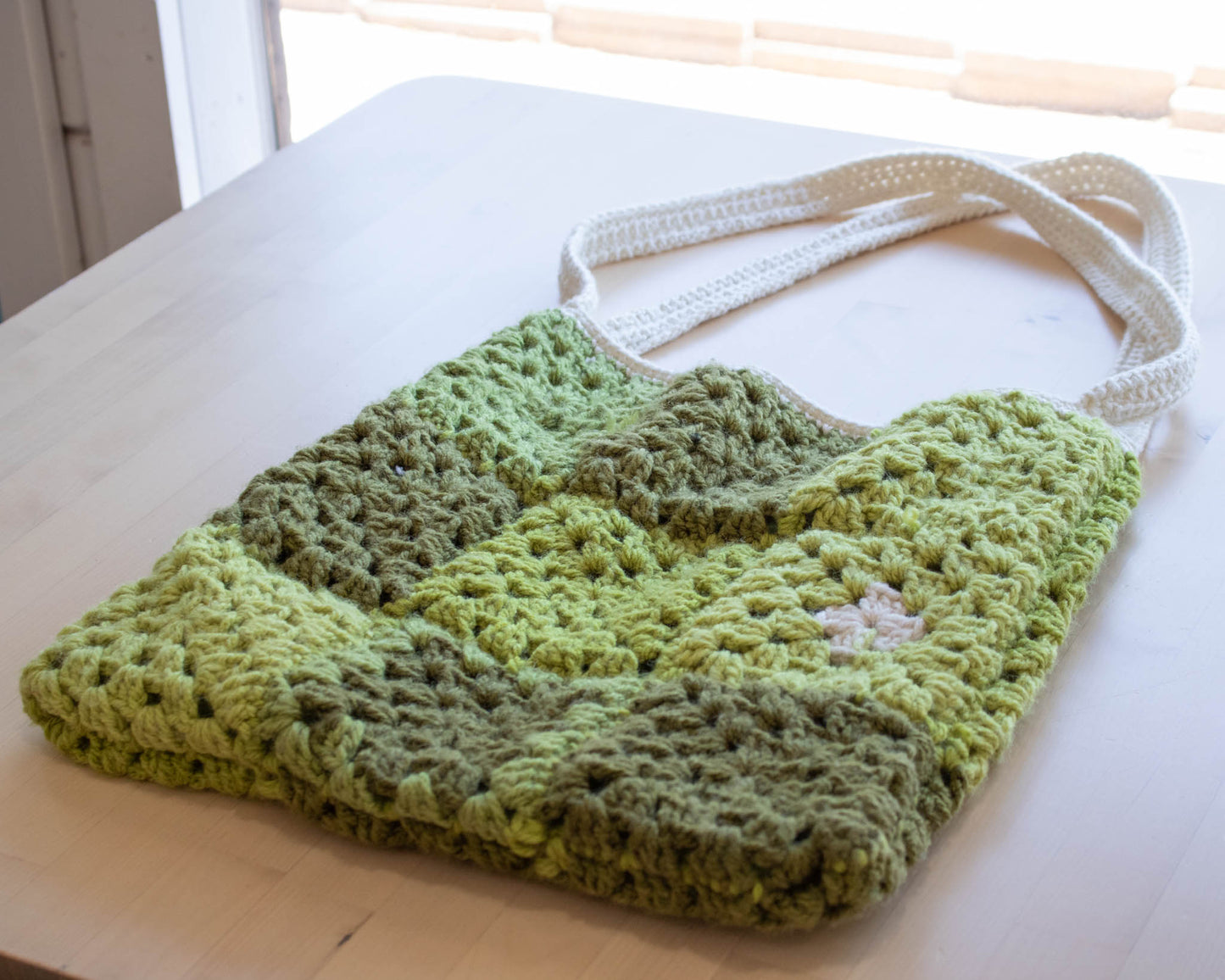 Green Crochet Tote Bag
