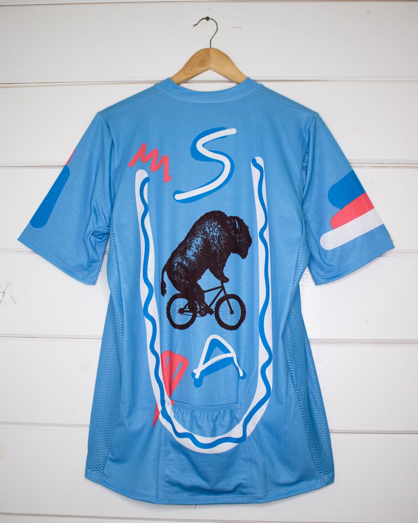 USA Mountain Bike Jersey with bison on a bike, back