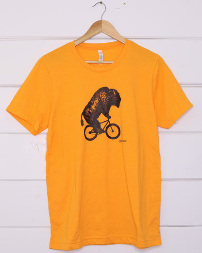 Bison Unisex Orange T-Shirt Front