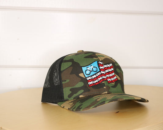 Chain Flag Camo Trucker Hat 3/4