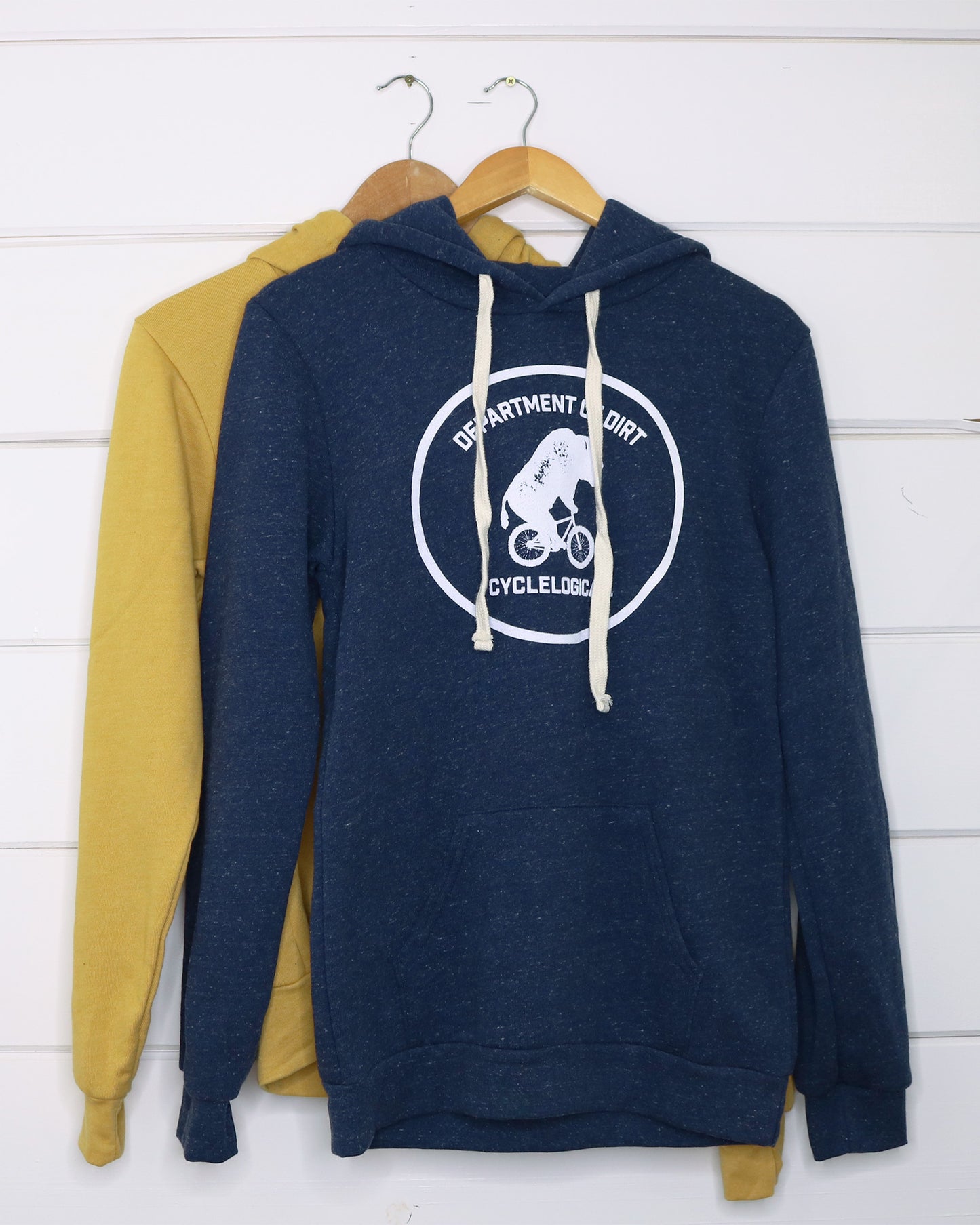 Department of Dirt Pullover Hoodie, Blue and Yellow