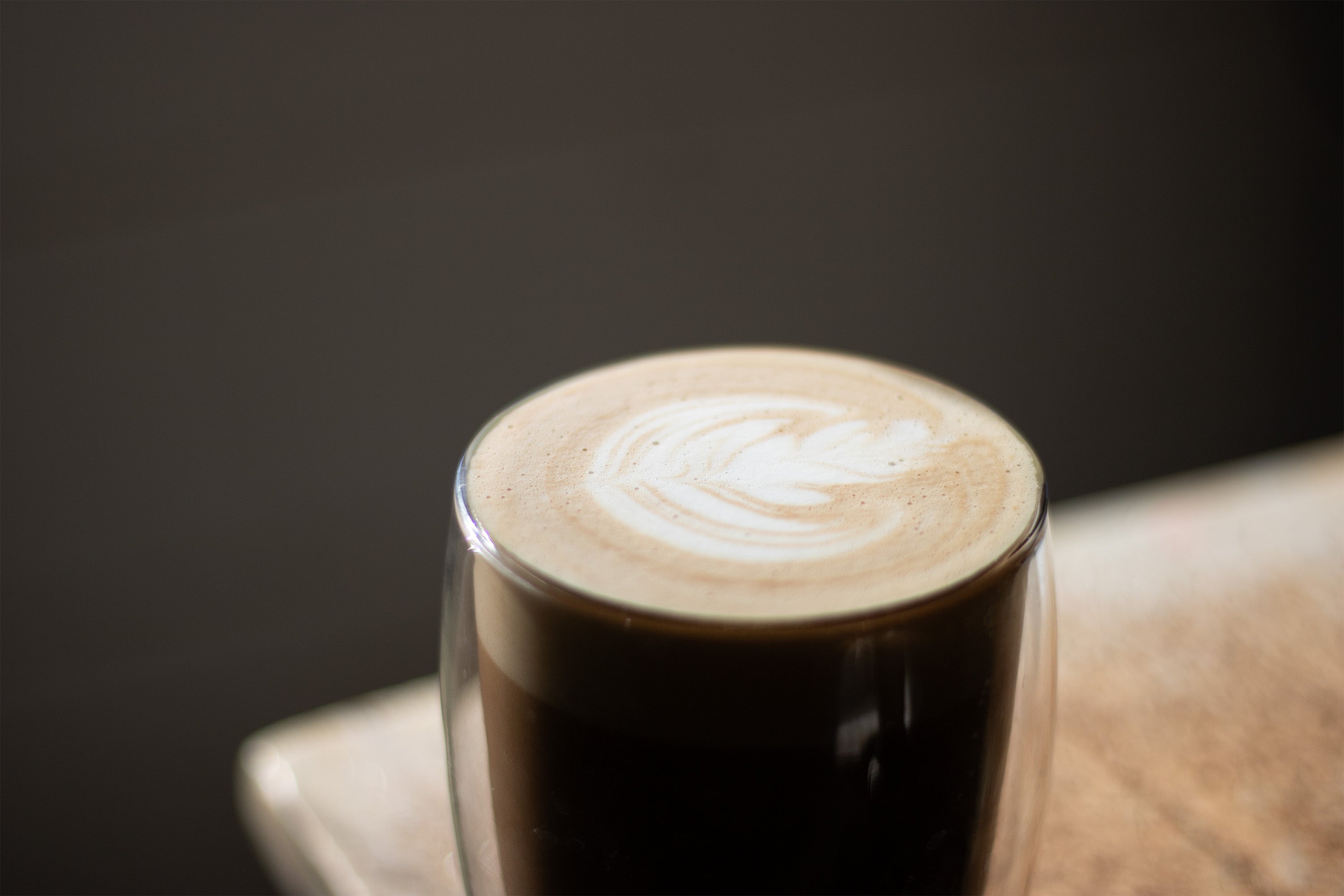 Oat milk mocha with rosetta latte art
